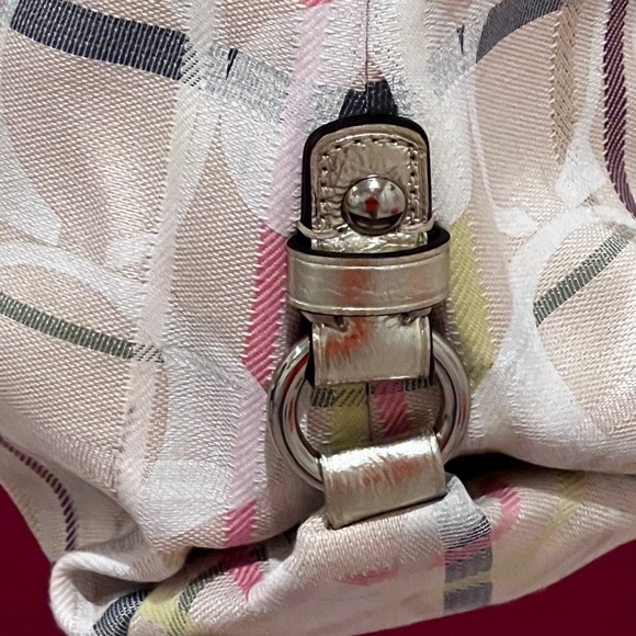 Coach Tattersall Cream and Brown Structured Shoulder Bag - Picture 9 of 14